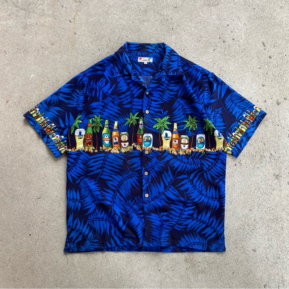Vintage Beer Hawaiian Button Up Shirt